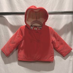 Baby Boden, 3-6 months, brushed corduroy quilted jacket with Sherpa lined hood